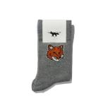 [P10 раз ]FOX HEAD SOCKS - DARK GREY MELANGE (PM06400KT0010) Maison Kitsune -Women-( mezzo n лисица )
