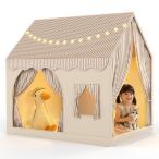 キッズテント EagleStone 女の子 おもちゃ 室内 子供 テント ダブルドア 窓付き 2つのライトストリップ 専用収納袋付属 幅125×横幅100×高さ130cm