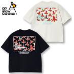  бесплатная доставка мужской go slow caravango- slow Caravan короткий рукав футболка футболка осьминог san u внутренний осьминог .. задний принт слоновая кость черный 