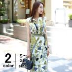 ワンピース レディース 総柄 ノースリーブ 膝丈 ラップスカート シャツワンピ タイト きれいめ