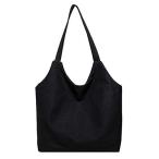 トートバッグ キャンバスバッグ 帆布バッグ ハンドバッグ マザーズバッグ 無地 通勤 通学 (ブラック)