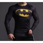 UDW-232 ラッシュガード バットマン 格闘技 インナー 筋トレ 長袖 ロングＴシャツ アンダーウエア 黒　各size