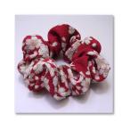 ネコポス可  ヘアーアクセサリー シュシュ サクラサク和柄 シュシュ（レッド・朱赤）