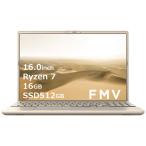 富士通 FUJITSU ノートパソコン 16型 Windows11 Ryzen7 メモリ16GB SSD512GB Microsoft Office搭載 ベージュゴールド FMVA53J3G