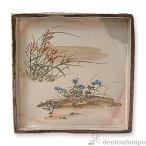 角皿 花鳥乾山十二月 鶉　(9月）うずら  1枚 ( 名入れ有料 退職祝い 定年 角皿 長皿 焼き魚 さんま おしゃれ 清水焼 京焼 結婚 出産 内祝い 引き出物 金婚式 )