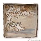 角皿 花鳥乾山十二月 鴛鴦(12月）おしどり 1枚 ( 名入れ有料 退職祝い 定年 角皿 長皿 焼き魚 さんま おしゃれ 清水焼 京焼 結婚 出産 内祝い )