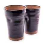 九谷焼 ビアカップ 黒釉 ペア ( 和窯 陶器 ビールグラス ビアグラス ビアカップ タンブラー セット 九谷焼 結婚 出産 内祝い 引き出物 金婚式 )