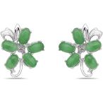 スターリングシルバーグリーン翡翠花...