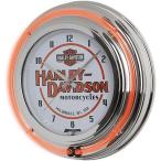 [ параллель импортные товары ]Harley-Davidson Motorcycle Double Neon Bar &amp;amp; Shield Clock Orang