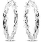 ショッピングfk07 【並行輸入品】スターリングシルバー3 x 15 mmツイストラウンド小さなフープイヤリングレディースガールズ(2 x 15 mm   50 mm直径)