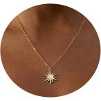 ショッピング星 【並行輸入品】MIDEEO 14Kゴールドリーフペンダントネックレス レディース 華奢な太陽 北の星ネックレス 小さなコイン ドロップ 稲妻チョーカー