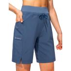 [ параллель импортные товары ]Women's Hiking Long Shorts 9inch Quick Dry Cargo Bermuda Shorts Ligh