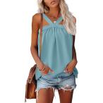 [ параллель импортные товары ]KINLONSAIR Women's Tank Tops Loose Fit Chiffon Shirts Casual Sleevel