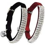 [ параллель импортные товары ] CHUKCHI Soft Velvet Safe Cat Adjustable Collar Bling Diamante with