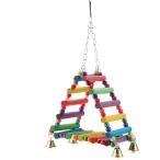 [ параллель импортные товары ] Parrot Swing Toys Triangle Climbing Ladders Hanging Bell Toy Color