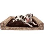 Furhaven XXL Cooling Gel Foam Dog Bed Plush &amp; Southwest Kilim Decor Sofa-Style w/ Removable Washable Cover - Desert Brown Jumbo Plush (XX-Large)