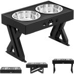 [ параллель импортные товары ] URPOWER Elevated Dog Bowls Adjustable Raised Dog Bowl with 2 Stainl
