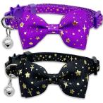 [ параллель импортные товары ] 2 Pack Cat Collar with Bow Tie and Bell Kitty Kitten Starshine Col