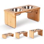 [ параллель импортные товары ] Elevated Dog Bowls Bamboo Raised Dog Bowl for Medium Dogs with 2 S