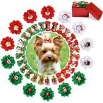 ショッピングsnowman 【並行輸入品】 Yxiang 40個 クリスマス 犬用リボン かわいい犬の毛のリボン 小型犬用 ペットグルーミングリボン サンタクロース 雪だるま 子