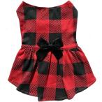 [ параллель импортные товары ] Plaid Fashion Pet Christmas Clothes Dress Buffalo Red Black Dresses