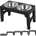 [ параллель импортные товары ] Niubya Elevated Dog Bowls with 2 Stainless Steel Dog Food Bowls Ra