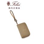 フェリージ felisi チェーン付きキーケース 男女兼用 シュリンクレザー シボ 1174/LD ソフトキップレザー グレージュ カードポケット イタリア製 国内正規品
