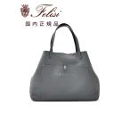 フェリージ felisi ビッグトートバッグ メンズ 2フェイス変形型 13/37/LD+SN シュリンクレザー×内側スエードレザー グレー フロントポケット 国内正規品