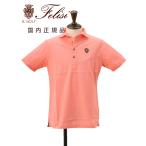 フェリージ ゴルフ Felisi GOLF 鹿の子ポロシャツ メンズ ホリゾンタル襟アルビニ社製イコーコラン レッド ピンク系 ロゴ入りエンブレム 国内正規品