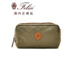 ショッピングフェリージ フェリージ Felisi コンパクトポーチ 男女兼用 282/1/DS ナイロン＆レザーコンビ カーキベージュ スクエア型 軽量 ブランドエンブレム イタリア製 国内正規品