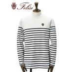 フェリージ ゴルフ Felisi GOLF モックネック 長袖Tシャツ メンズ ロゴ エンブレム ホワイト ネイビー 白 紺 ボーダー ナイロン ストレッチ 国内正規