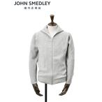 ジョンスメドレー JOHN SMEDLEY ジップアップブルゾン メンズ スタンドネック MALLAM マラム ウールカシミア メランジグレー 7ゲージ リブ仕様 国内正規品