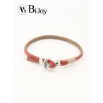 Bijoy ビジョイ ブレスレット ユニセックス レザーバングル 牛革  錨フック レッド×グレージュ ポリエステル 真鍮 ハンドメイド フランス製