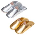 ファティマモロッコ キッズ シンプルバブーシュ スリッパ ルームシューズ 革製 19cm Fatima Morocco ゴールド シルバー