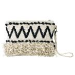 Yahoo! Yahoo!ショッピング(ヤフー ショッピング)SPICE スパイス BOHO フリンジポーチ ブラック&ホワイト LALK1040A | ポーチ 収納力抜群 フリンジ ジオメトリック柄 モダン 便利 ナチュラル