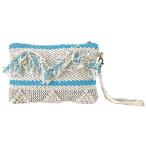 Yahoo! Yahoo!ショッピング(ヤフー ショッピング)SPICE スパイス BOHO フリンジポーチ ブルー&ホワイト LALK1040D |  ポーチ トートバッグ 整理 収納力抜群 便利 フリンジ ナチュラル 風合い インドコットン