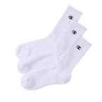 Champion チャンピオン 3P MIDDLE SOCKS ホワイト 230 C3-ZB722S 10 | 靴下 ソックス ミドルレングス丈 3パック 3足セット 足底パイル ワンポイント コットン