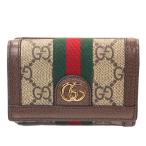 GUCCI グッチ 644334 96IWG 8745 ブラウン×GGスプリームキャンバス GGマーモント 三つ折り財布 コンパクト ゴールド色金具 レディース財布