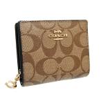 COACH コーチアウトレット スナップ ウォレット シグネチャー キャンバス C3309 IMCBI カーキ/ブラック レディース財布 コンパクト財布 ミニ財布