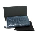 クロコダイル長財布 ネイビー ジップアラウンド メンズ財布 革財布