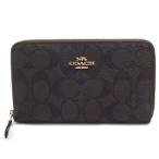 COACH コーチアウトレット シグネチャー ミディアム ジップアラウンド F88913 IMAA8 ブラウン×ブラック レディース財布