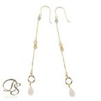 18金 ピアス k18 18金ピアス 18k フックピアス 天然石 アパタイト シャンパンクオーツ シンプル k18ピアス レディース