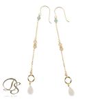 18金 ピアス k18 18金ピアス 18k フックピアス 天然石 アパタイト シャンパンクオーツ シンプル k18ピアス レディース ピアス18金 地金 ゴールド 18kピアス 両耳