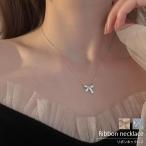 リボンネックレス 蝶々結び シルバー ゴールド 韓国 韓国ファッション