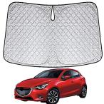 マツダ との互換性あり デミオ DJ系 サンシェード MAZDA2 との互換性あり フロント 日よけ シェードカーテン 折り畳み式 遮光 断熱 軽量
