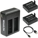 AB11_j アクションカメラ バッテリー2個セット と USB充電器 3点セット SJCAM SJ9000 M M10 WIFI M10PLUS 等 対応 NinoLite AB-11