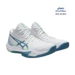 asics SKY ELITE FF MT 3（1051A081）メンズ バレーボールシューズ ミドルカット 靴紐プレゼント アシックス バレー 反発 クッション STANDARD White/SabaBlue