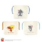 ショッピング巾着 トムとジェリーサガラ刺繍巾着ポーチ  巾着ポーチ 巾着袋 刺繍 きんちゃく 小物入れ 化粧ポーチ トム＆ジェリー キャラクタ メイク トムとジェリー タフィー