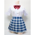  проверка юбка в складку белый × синий сделано в Японии *W60~85/ длина 30cm/ длина 40cm