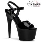 キャバ ヒール サンダル 厚底 Pleaser プリーザー 18 cm ヒール 黒 ブラック エナメル ストラップ ハイヒール ピンヒール 大きいサイズ レディース メンズ 即納